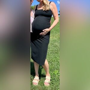 Beyond Yoga Black Maternity Tank Maxi Dress